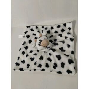 Carters Cow Lovey Security Blanket Black White Spots Plush Farm Nursery Toy 13"